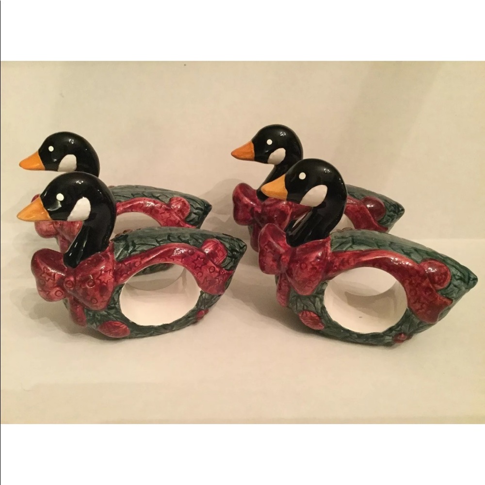 Wilton Court QUACKER Napkin Rings (4) Duck Mallard